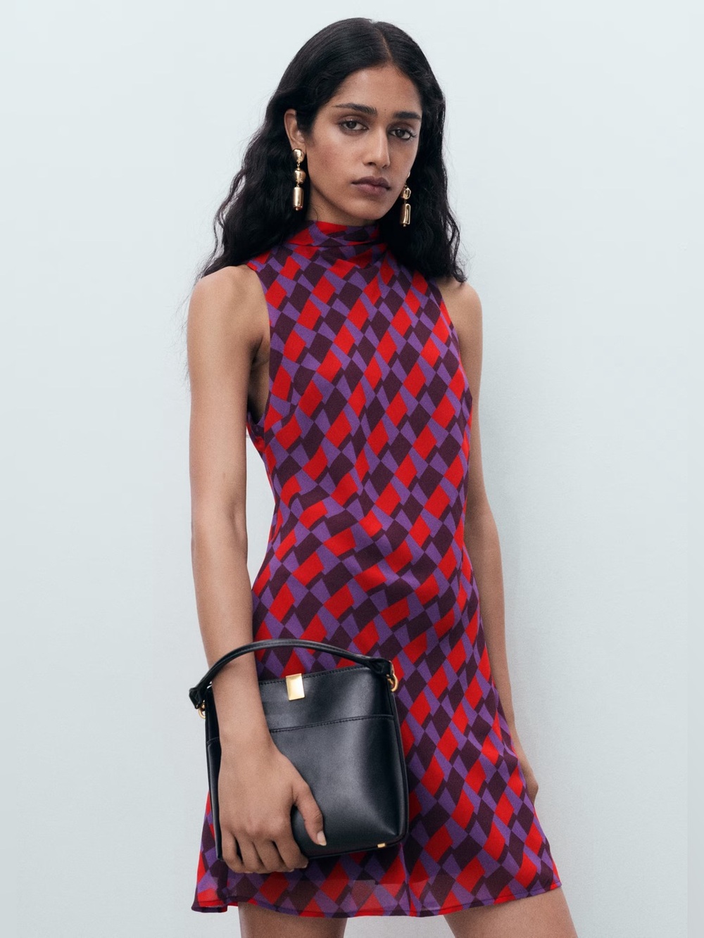 Mango Violet printed dress with bow detail NWT